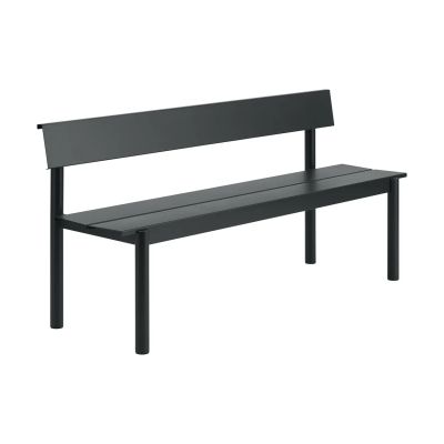 Muuto Linear Steel penkki selkänojalla Black, 170x34 cm