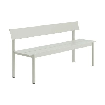 Muuto Linear Steel penkki selkänojalla Harmaa, 170×34 cm