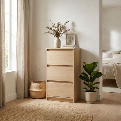 Veke Manami kapea lipasto 3-laatikolla tammi