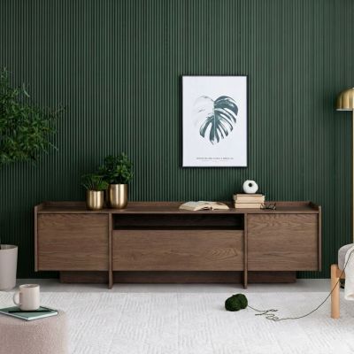 Veke Japandi tv-taso 197x38x57 cm tummanruskea