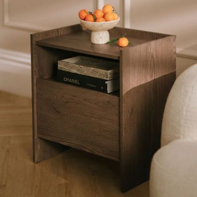 Veke Japandi yöpöytä 53x38x60 cm tummanruskea