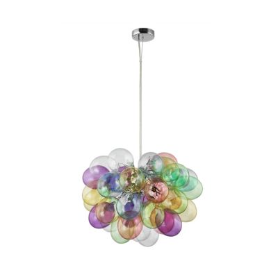 Lucande - Diborah-riippuvalaisin, Ø 50 cm, värikäs, lasi, G9