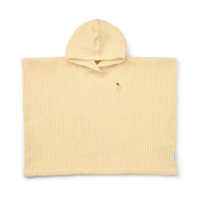 Liewood Paco kylpyponcho lemon yellow creme de la creme stripe 3–4 vuotta