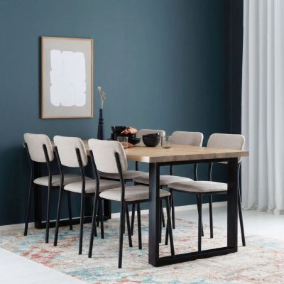 Eureka,Veke Seela-Edvin 6-hengen ruokailuryhmä antiikkipetsattu/beige