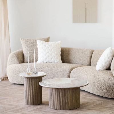 House Nordic Athens apupöytä ø45x50 cm ruskea/valkoinen