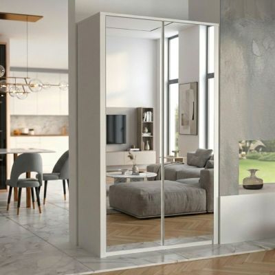 Veke Maxim vaatekaappi peiliovilla 113x197x53 cm valkoinen