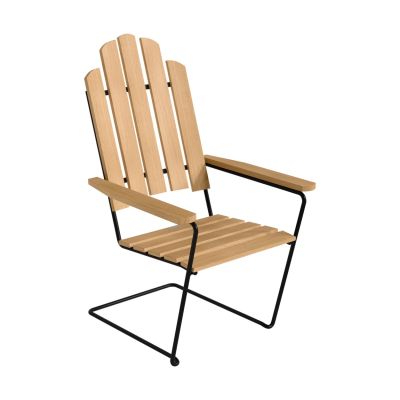 Grythyttan Stålmöbler A3 aurinkotuoli Öljytty tammi musta teräsrunko