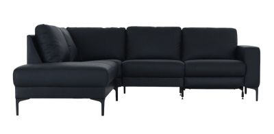 Hjort Knudsen Hjort Studio avokulmasohva mekanismilla vasen musta Madras 274 nahka/KN