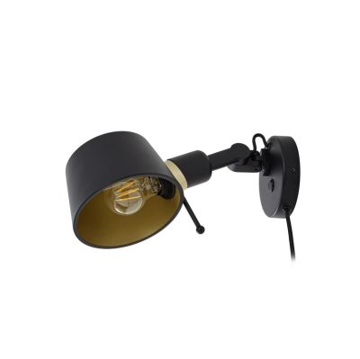 Lucande - Silka seinälamppu, 14 cm, musta, joustava, pistoke