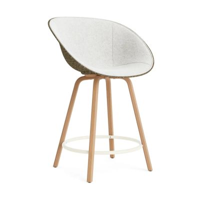 Normann Copenhagen Mat Bar Armchair käsinojallinen tuoli etupuoliverhoiltu 65 cm Hallingdal 110-seaweed-beech-cream steel