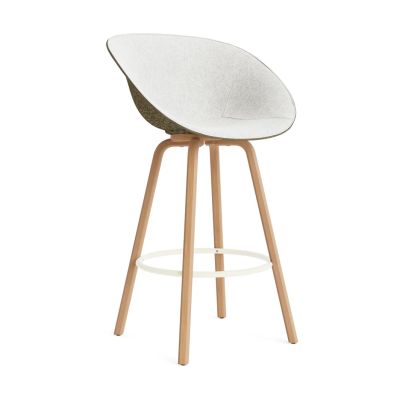 Normann Copenhagen Mat Bar Armchair käsinojatuoli etupuoliverhoiltu 75 cm Hallingdal 110-seaweed-beech-cream steel