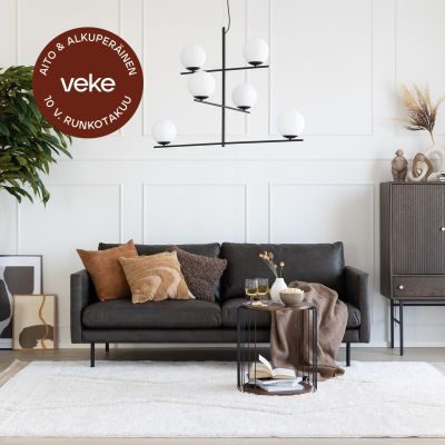 Veke Scandic Copenhagen 3-istuttava sohva, musta Colorado 01 nahka, asiakaspalautus