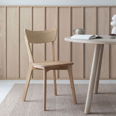 Veke 2kpl Koto tuoli valkoöljytty tammi, puuistuimella, asiakaspalautus