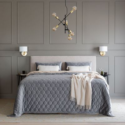 Veke Helmi sametti päiväpeitto 260x260 cm vaaleanharmaa, asiakaspalautus