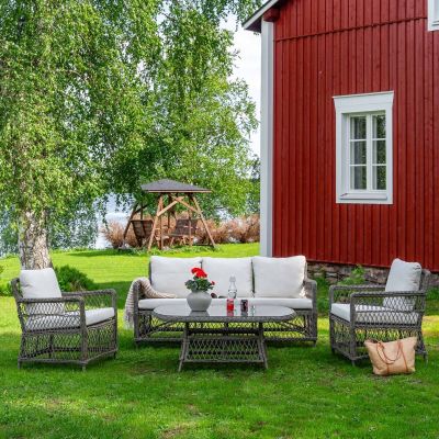 Veke Visby sohvaryhmä ruskeanharmaa, hiekka pehmusteet, asiakaspalautus