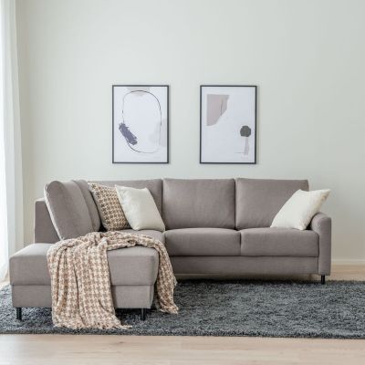 Vivano Sisu avokulmasohva vasen hiekka Malmo New 16, asiakaspalautus