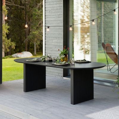 Veke Deluxe ovaali ruokapöytä 220x100 cm musta/tummanharmaa