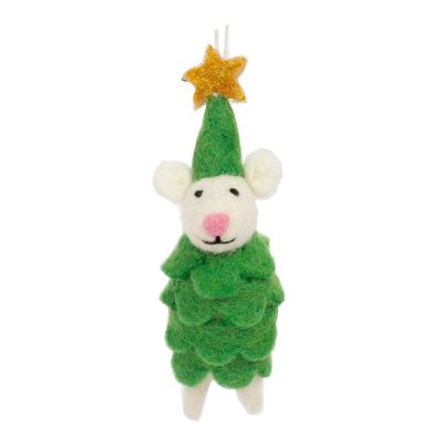 A World of Craft - Joulukoriste Hiiri ja joulukuusi 14 cm Valkoinen