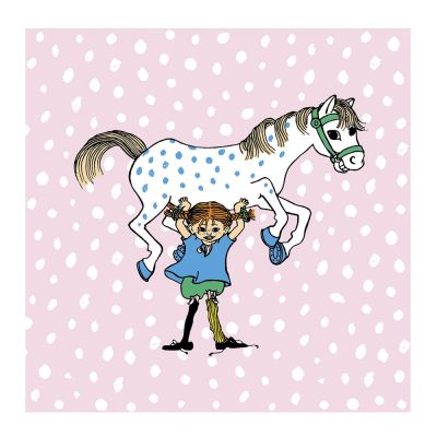 Muurla - Peppi Servetti Pippi & Pikku Ukko 33x33 cm Vaaleanpunainen