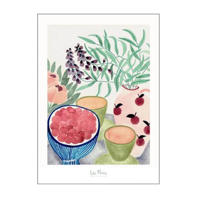 Poster & Frame - La Poire Juliste 50x70 cm Still life with tea and grapes