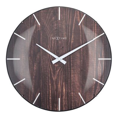 NeXtime - Edge Wood Dome Seinäkello 35 cm Tummanruskea