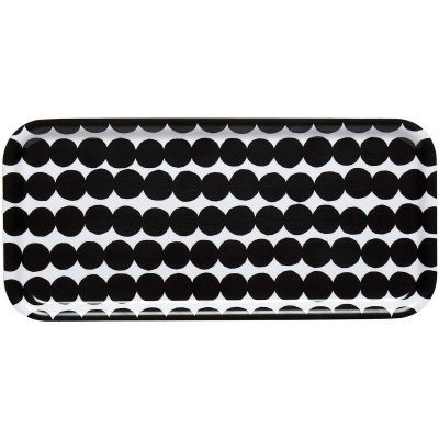 Marimekko - Räsymatto Tarjotin 15x32 cm Valkoinen/Musta