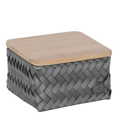 Handed By - Top Fit Tiny Säilytyskori kannella 13x13x8 cm Dark Grey