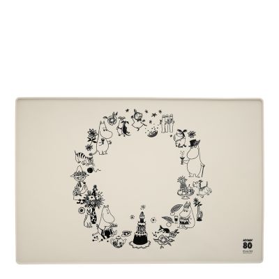 Muurla - Moomin for Pets Silikonimatto 60x40 cm Luunvalkoinen/Musta