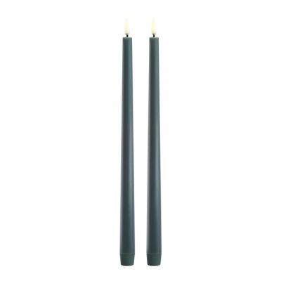 Uyuni Lighting - Taper Candles slim LED Kruunukynttilä 2,3x32 cm 2 kpl Tummanvihreä