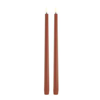 Uyuni Lighting - Taper Candles slim LED Kruunukynttilä 2,3x32 cm 2 kpl Terrakotta
