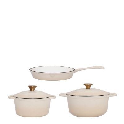 Maku Kitchen Life - Kattilasarja valurauta 3 osaa Beige