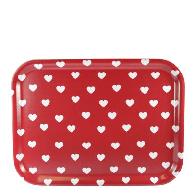 Mellow Design - Tarjotin sydän 27x20 cm Punainen/Valkoinen