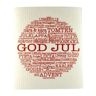 Mellow Design - Tiskirätti God Jul 17,2x20 cm Valkoinen/Punainen