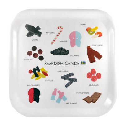 Mellow Design - Tarjotin Swedish Candy 20x20 cm Valkoinen