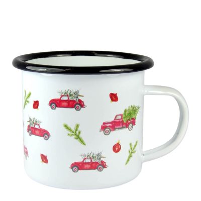 Mellow Design - Emalimuki Christmas Cars 35 cl Valkoinen