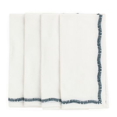 Chamois - White Embroidery Lautasliina 50x50 cm 4 kpl True Navy