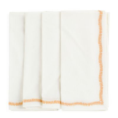 Chamois - White Embroidery Lautasliina 50x50 cm 4 kpl Orange