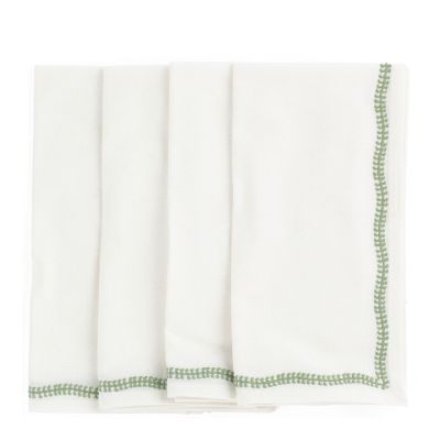 Chamois - White Embroidery Lautasliina 50x50 cm 4 kpl Green Tea