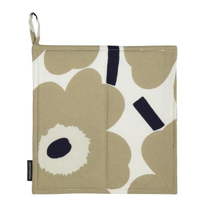 Marimekko - Pieni Unikko Patalappu 21,5 cm Valkoinen/Beige/Tummansininen