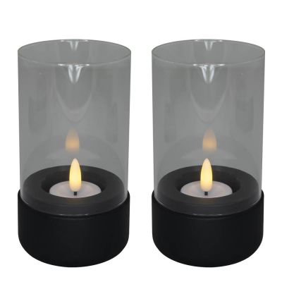 Cozzy - Hurricanes Lyhty LED-kynttilällä ja ajastimella 2 kpl Musta