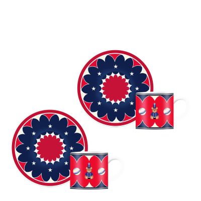 Bialetti - Joyful Espressokuppi aluslautasella 7 cl 4 osaa