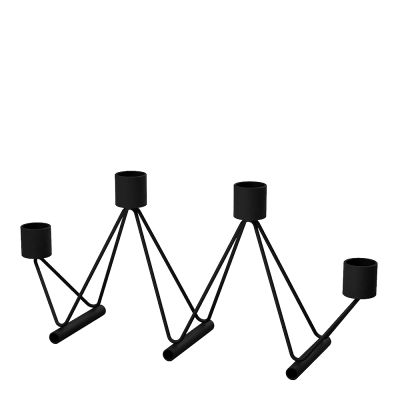 Cooee - Vinkel Kynttilänjalka 4 kynttilää Musta