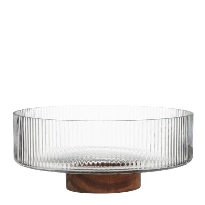 Maku Kitchen Life - Maku Tarjoilukulho uurretulla lasilla 26 cm Kirkas/Puu