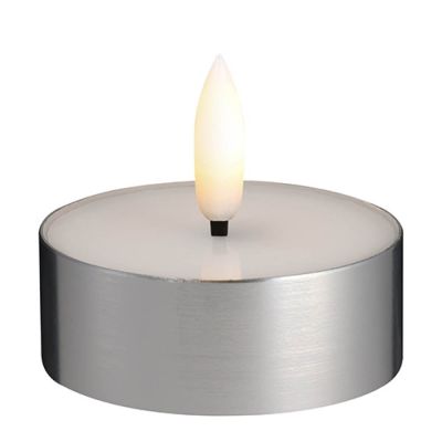 Moods & More - LED Tuikkukynttilä 6,3x2,5 cm Hopea/Valkoinen