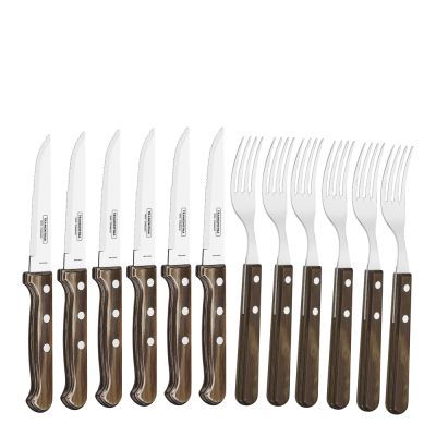 Tramontina - Churrasco Pihviaterimet 12 osaa Honkapuu