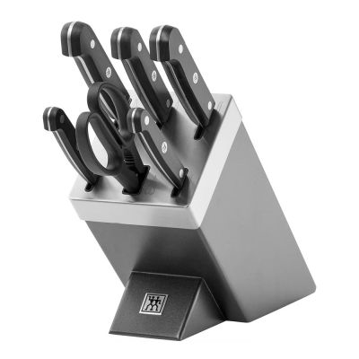 Zwilling - Gourmet Veitsisetti teroittavalla veitsitukilla 7 osaa Hopea/Musta