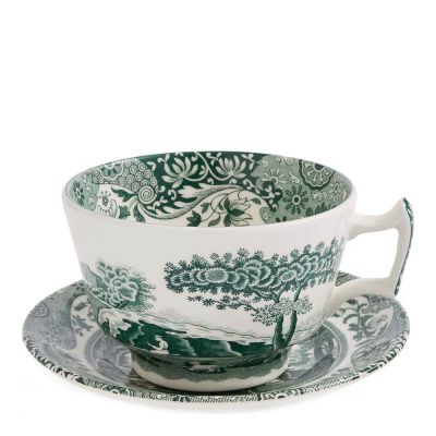 Spode - Heritage Green Italian Kuppi ja aluslautanen 28 cl Vihreä/Valkoinen