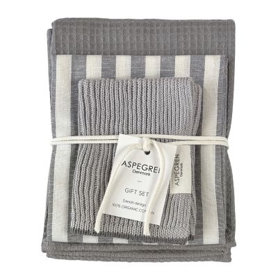 Aspegren - Lahjasetti: 1 tiskirätti + 2 keittiöpyyhettä Flint Gray