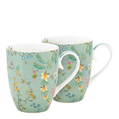 Pip Studio - Jolie Flowers Muki 36,5 cl 2 kpl Vaaleansinienn