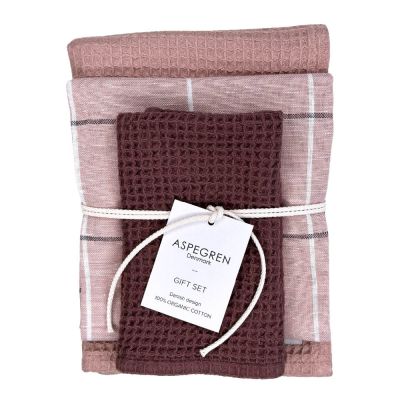 Aspegren - Lahjapakkaus: Keittiöpyyhe 1 kpl & Tiskirätti 2 kpl Raspberry